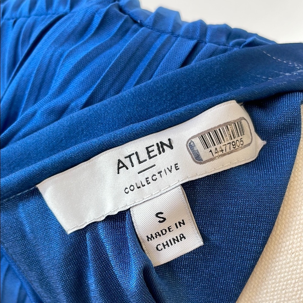 Atlein Collective Navy Plisse Midi Dress, S - Picture 3 of 14